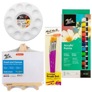 Paint and Sip Kit For One Mini Canvas Paint Party Set 19pc